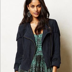 Anthropologie suede jacket with fringe